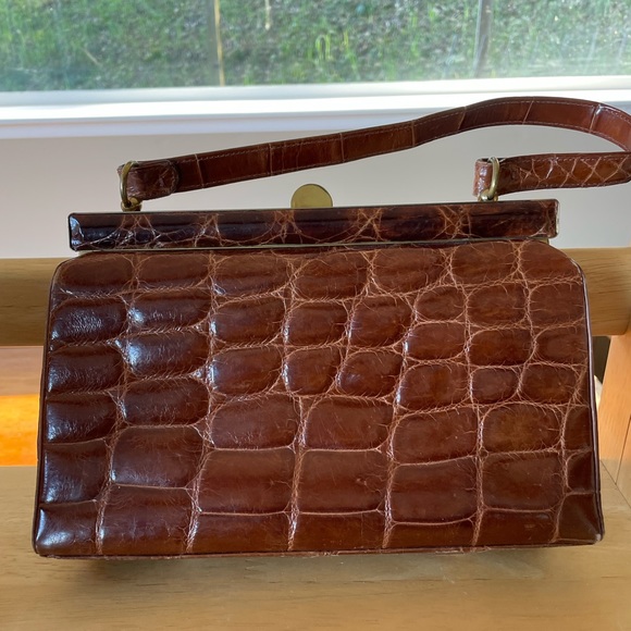 Vintage brown real alligator skin purse from the early to mid 20th century. - Picture 3 of 5